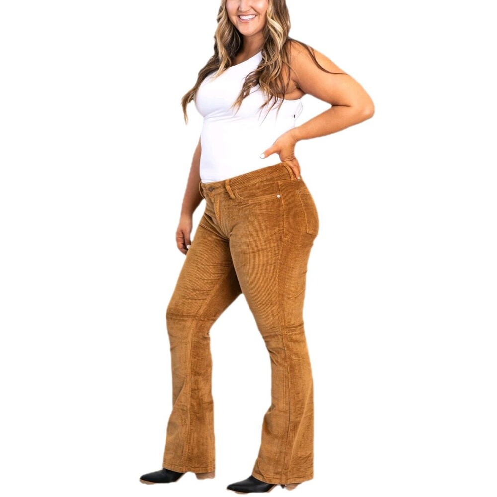 Judy Blue High Rise Camel Corduroy Bootcut Pant Women's 22W Stretch #AR88521
